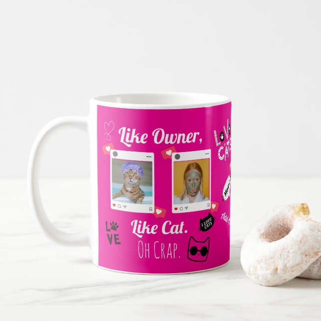 Personalized Cat Photo Coffee Mug | Custom Pet Mug (With Donut)
