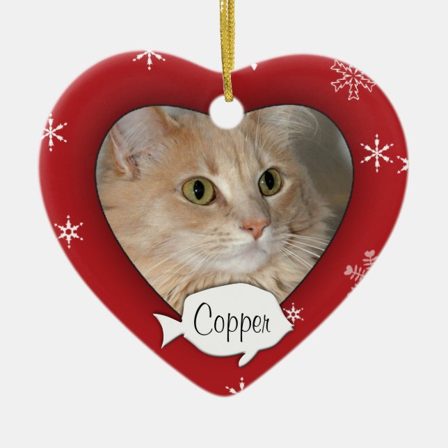 Personalized Cat Photo Holiday Ornament (Front)