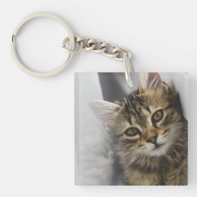 Personalized Cat Photo Keychain (Front)