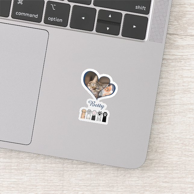 Personalized Cat Photo Mug with Custom Name Sticker (Detail)