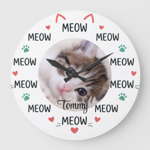 Personalized Cat Photo & Name Wall Clock