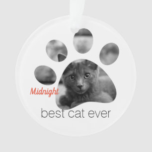 Personalized Cat Photo Pawprint Ornament