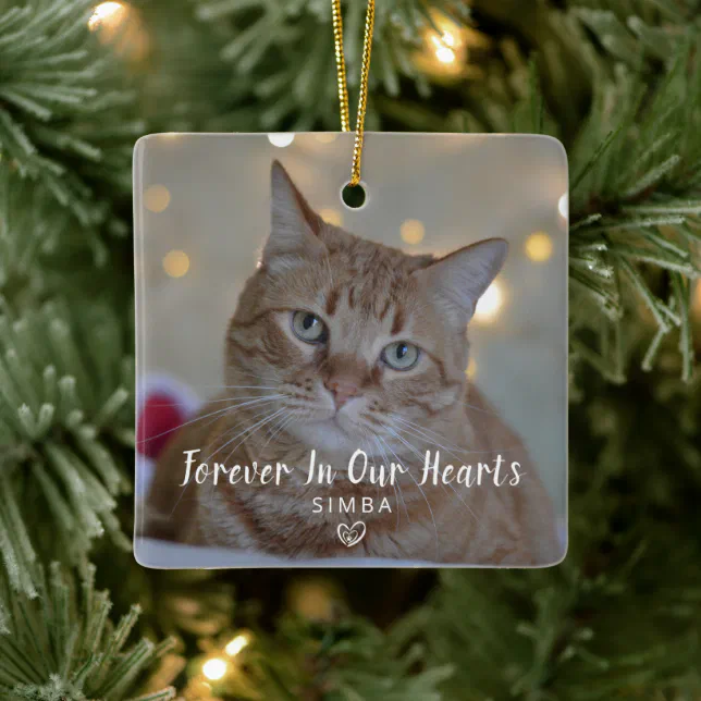 Personalized Cat Photo Pet Memorial Christmas Ceramic Ornament | Zazzle