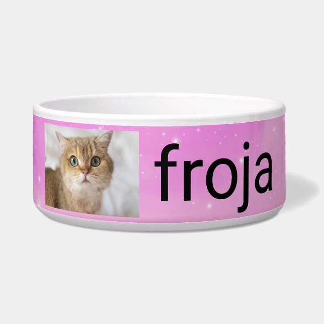 Personalized Cat Photo With Custom name Bowl (Front)
