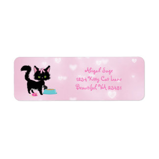 Personalized Cat Pink and White Girly Address Label