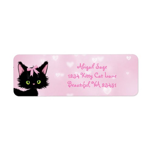 Personalized Cat Pink and White Girly Kitten Label