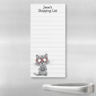 Personalized Cat Reading Magnetic Notepad