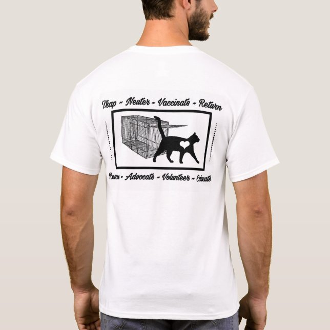 PERSONALIZED CAT RESCUE LOGO CAT TRAP TNR T-Shirt (Back)