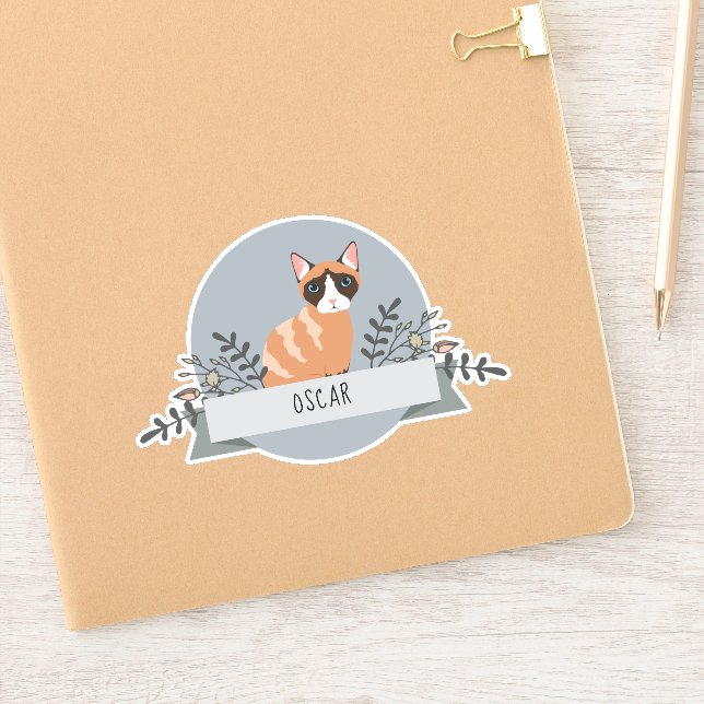 Personalized Cat Sticker Vinyl - Your Cat's Name (Notebook)