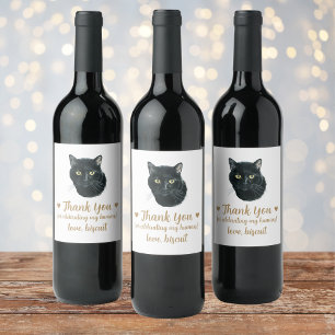Personalized Cat Wedding Wine Label