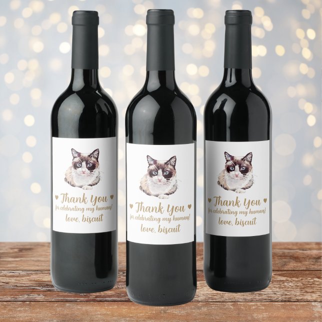 Personalized Cat Wedding Wine Label (Creator Uploaded)