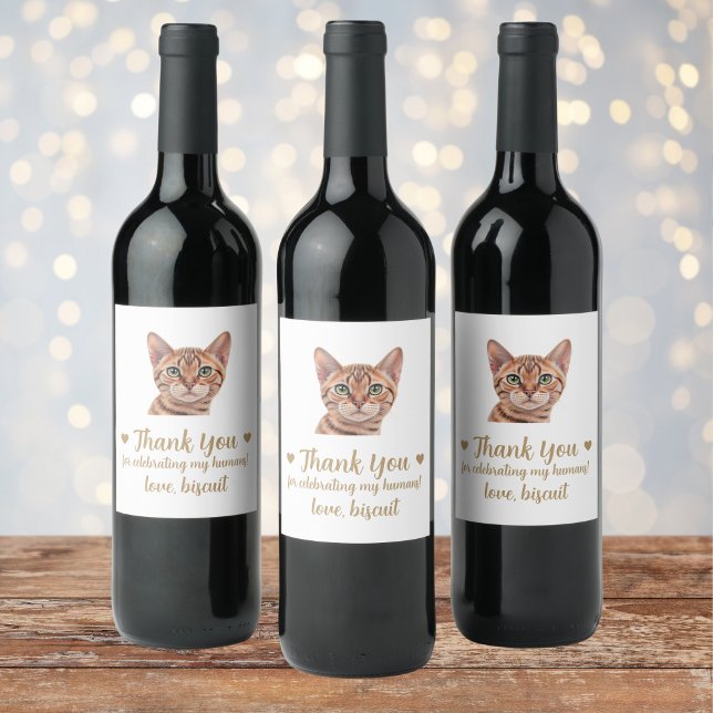Personalized Cat Wedding Wine Label (Creator Uploaded)