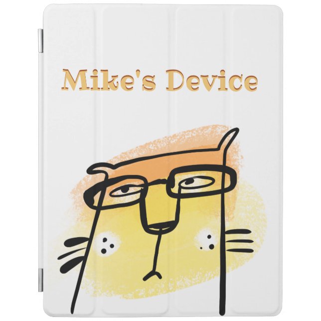 Personalized Cat With Glasses iPad Smart Cover (Front)