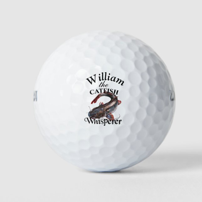 Personalized Catfish 2 Whisperer Fisherman Golf Balls (Front)