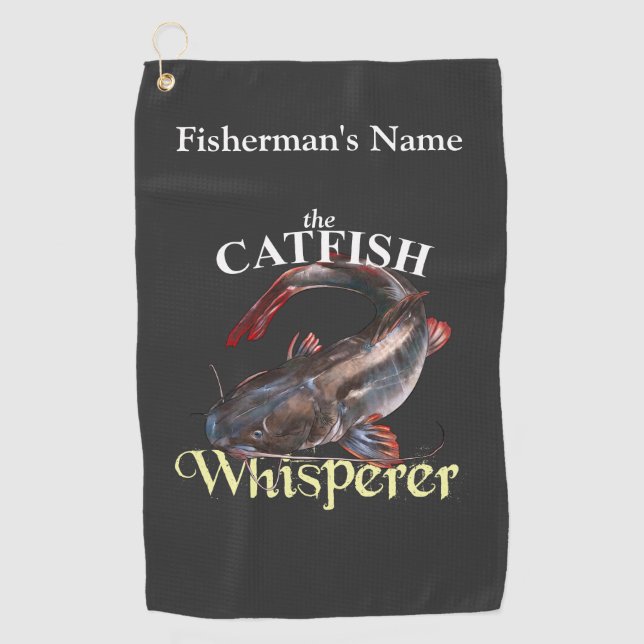 Personalized Catfish Whisperer Dark Fishing Towel (Front)