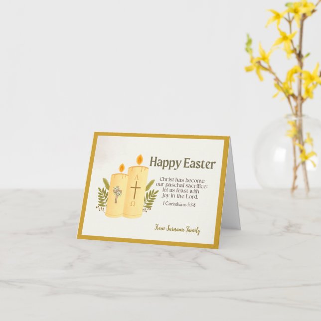 Personalized Catholic Easter Card (Yellow Flower)