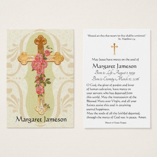 Personalized Catholic Funeral Memorial Holy Card _