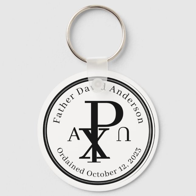 Personalized Catholic Priest Ordination Keychain (Front)