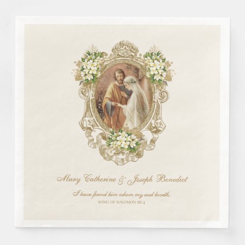 Personalized Catholic Wedding Napkins w/Scripture