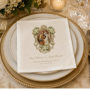 Personalized Catholic Wedding Napkins w/Scripture