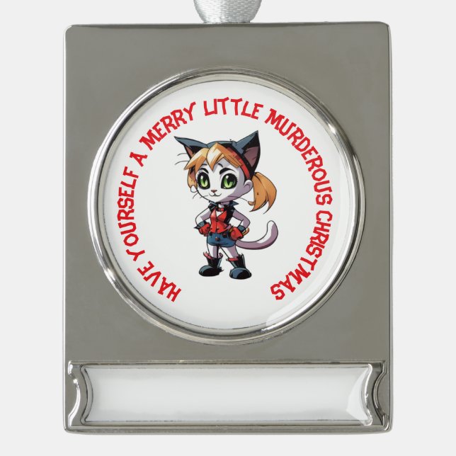 Personalized Catley Quinn Murderous Christmas Silver Plated Banner Ornament (Front)