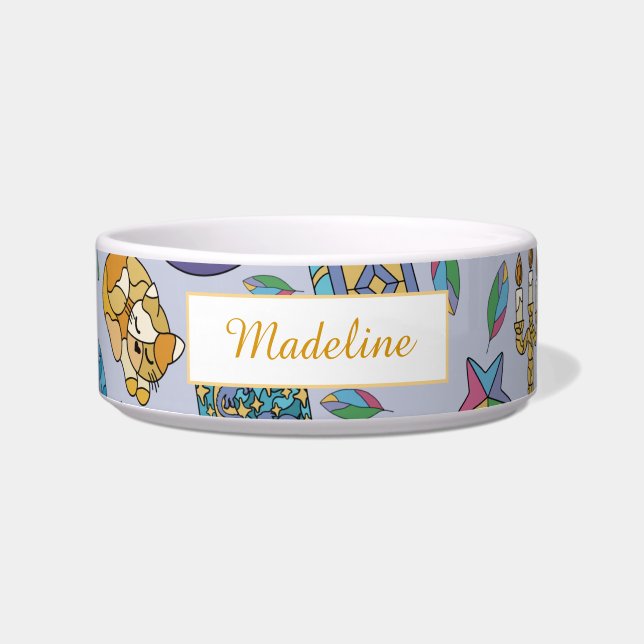 Personalized Cats Beauty and the Beast Book Girl Bowl (Front)