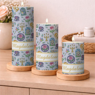 Personalized Cats Beauty and the Beast Book Girl Pillar Candle