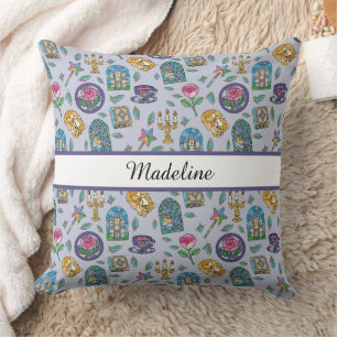 Personalized Cats Beauty and the Beast Book Girl Throw Pillow