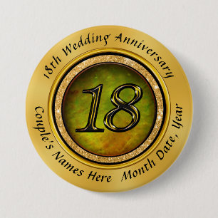 Personalized Cat's Eye 18th Anniversary Favors Button