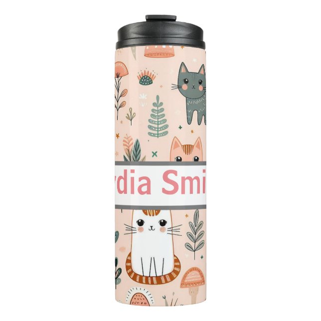 Personalized cats kids drink tumbler (Front)