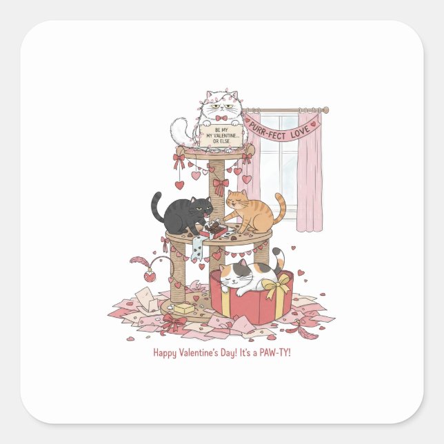 Personalized Cat's Meow Valentine's Day Stickers (Front)