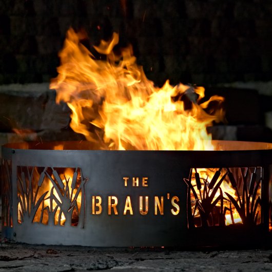 Personalized Cattail Heavy Duty Fire Ring (Front)