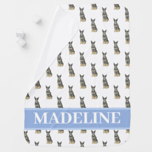 Personalized Cattledog Heeler (Blue Black Tan) Baby Blanket