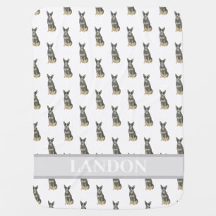 Personalized Cattledog Heeler (Blue Black Tan) Baby Blanket