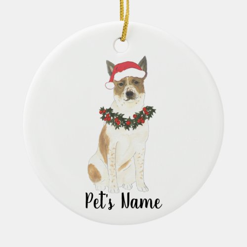 Personalized Cattledog Heeler Red  White Ceramic Ornament