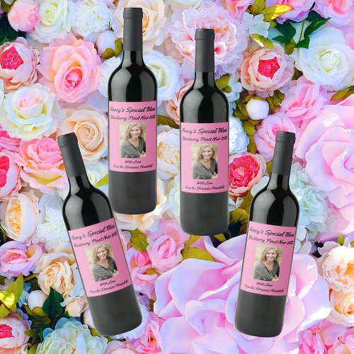 Personalized Causal Pink Friend Party Wine Label