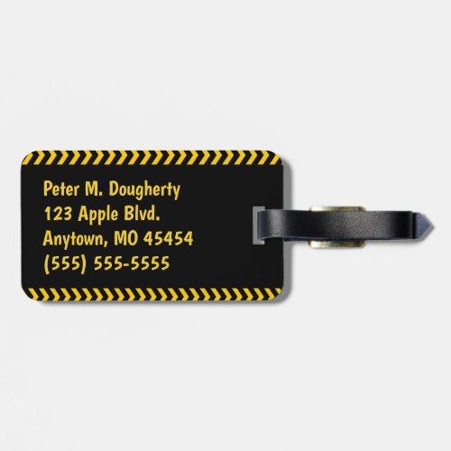 Personalized Caution Tape on Black with Name Luggage Tag