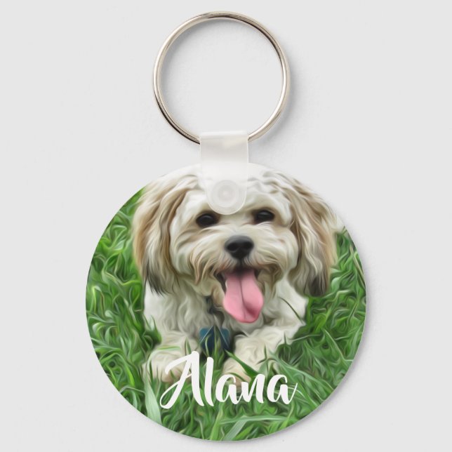 Personalized Cavachon Keychain (Front)