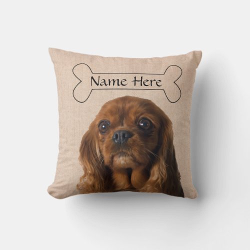 Personalized Cavalier King Charles Spaniel Dog Throw Pillow