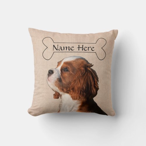 Personalized Cavalier King Charles Spaniel Dog Throw Pillow