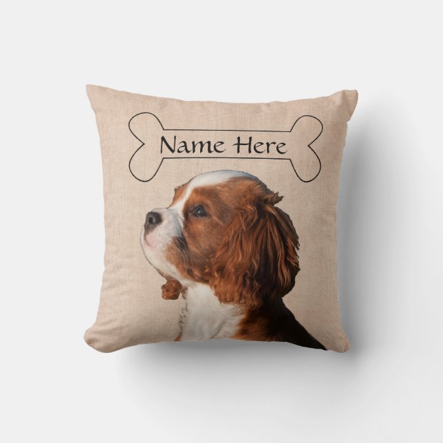 Personalized Cavalier King Charles Spaniel Dog Throw Pillow (Front)