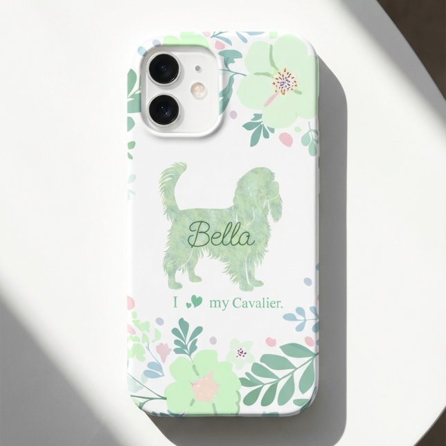 Personalized Cavalier - Mint Green Floral iPhone Case (Creator Uploaded)