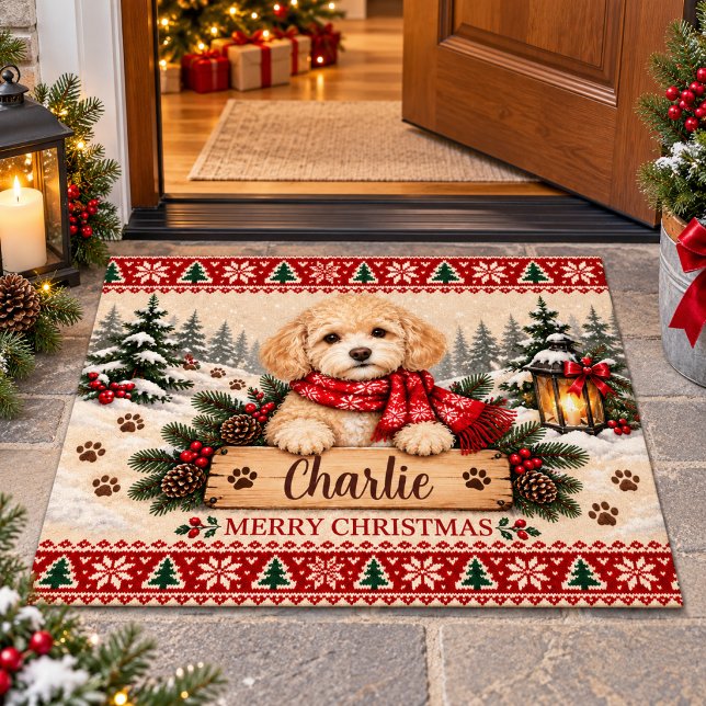 Personalized Cavapoo Christmas Doormat (Personalized Cavapoo Christmas Doormat
)