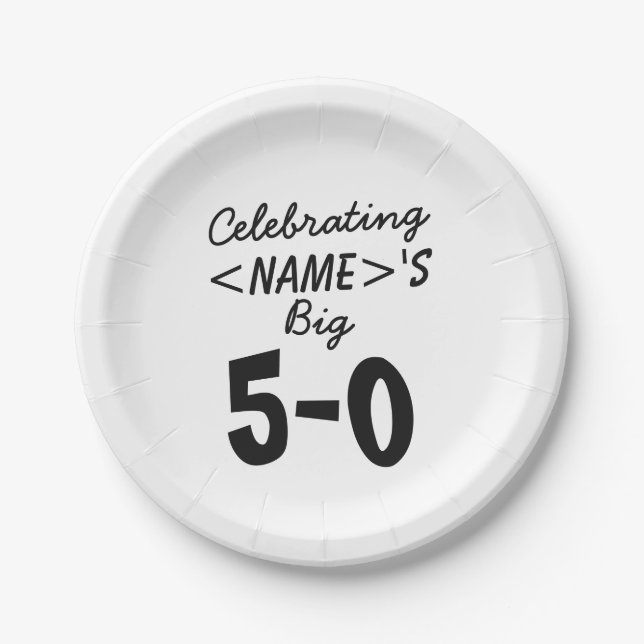 Personalized Celebrating the Big 5-0 50th birthday Paper Plates (Front)