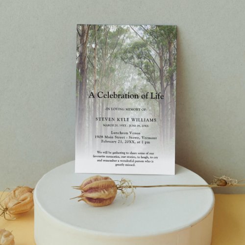 Personalized Celebration of Life Funeral Forest Invitation