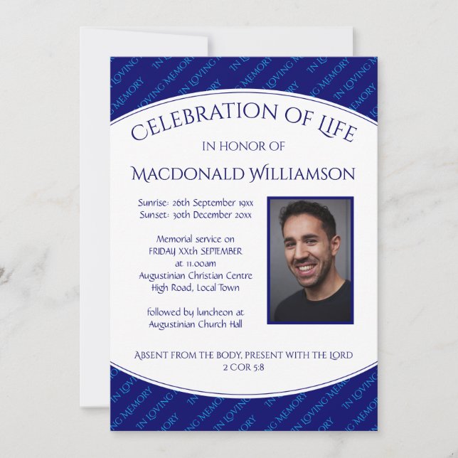Personalized CELEBRATION OF LIFE Funeral Invite (Front)