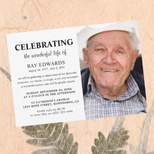 Personalized Celebration of Life Funeral Memorial Invitation