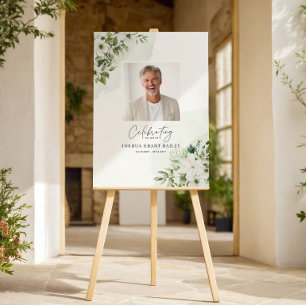 Personalized Celebration of Life Sign Floral Photo