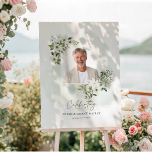 Personalized Celebration of Life Sign Floral Photo