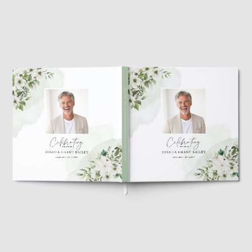 Personalized Celebration of Life Sign Floral Photo Guest Book